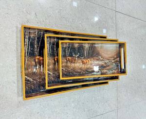 3 packs de plateaux de service en MDF rectangulaires en bois pour thé, bords arrondis, plateau de comptoir de salle de bain, meuble-lavabo pour commode, nourriture, café - Product Image 5