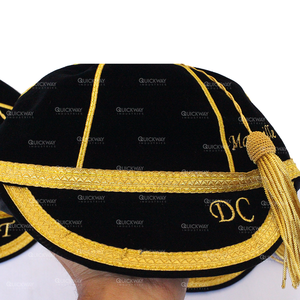 Cricket or et noir Garniture d'or Dentelle et cricket noir Présentation Casquettes Fournisseurs et Fabricants Cricket Honors Caps - Product Image 1