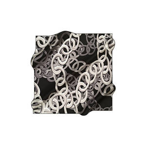 Black Silk Crepe Satin Designer Printed Square Scarf for Party - Product Image 1