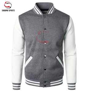 Blouson universitaire personnalisé pour homme, chaud, hiver, style baseball, manches en cuir de mouton, logo brodé, boutons, pour lycée - Product Image 1