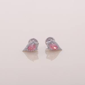 Boucles d'oreilles halo en diamant rose poire de 0,847 carats avec diamants ronds de 0,219 carats, en argent sterling 925 massif, bijoux fins - Product Image 5