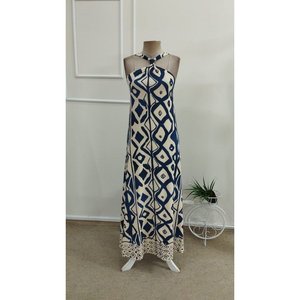 Robe longue Supreme à épaules dénudées et bretelles halter pour femme, motif imprimé, 37191 - Bleu - Product Image 3