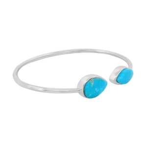 Premium 925 Sterling Silver <b>Gold</b> Plated High Finish Trendy Adjustable Turquoise Twister <b>Bracelet</b> Pear Marquise Cab Bezel Setting - Product Image 2