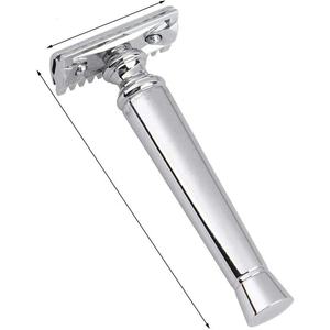 Rasoir de sécurité à double tranchant en acier inoxydable avec manche en plastique, lame simple, rasoir de barbier de haute qualité pour hommes - Product Image 3