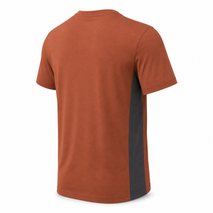 Camiseta de Algodón con Cuello Redondo Color Naranja Quemado Personalizada con Paneles Laterales Color Carbón, Ropa Casual para Hombre, Proveedor Mayorista - Product Image 4
