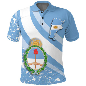 เสื้อโปโลลายแผนที่ธงอาร์เจนติน่าสำหรับผู้ชายเสื้อแฟชั่นพิมพ์ลาย3D ตราสัญลักษณ์ทรงหลวมกีฬาปกแขนสั้น - Product Image 4