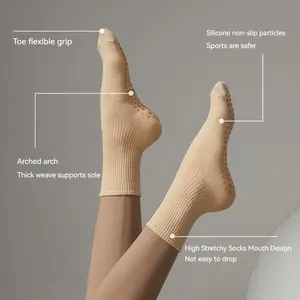 ODM Professional Crew Length Non-Slip Plaid <b>Grip</b> <b>Socks</b> for Pilates Barre and Yoga Anti-Slip Features Made in Vietnam - Product Image 3