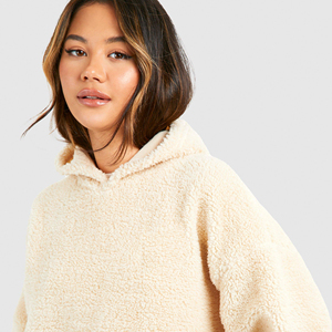 Pull-over d'hiver unisexe décontracté pour femme, surdimensionné, en polaire épaisse, à épaules tombantes, avec capuche, grande taille, sweat-shirts - Product Image 4