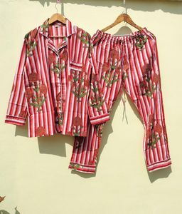 Ensemble pyjama d'été en coton unisexe pour femmes, vêtements de mariée en coton indien 100% tissé, cadeau parfait pour elle - Product Image 4