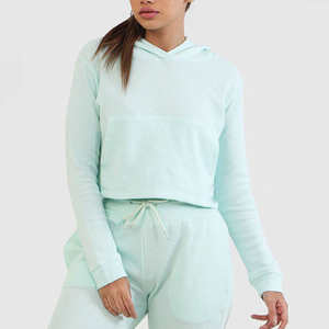 Sudaderas con capucha recortadas con logotipo frontal corto personalizado Calidad profesional Tallas grandes Top corto de invierno con capucha - Product Image 1