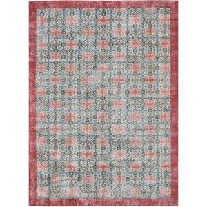 Alfombra de Lana Verde Vintage Anudada a Mano, Rectangular Grande con Patrón Floral Abstracto para Entrada, Sala de Estar o Pasillo - Pae-2276 - Product Image 1