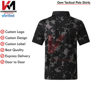 เสื้อโปโลกอล์ฟสำหรับผู้ชายพิมพ์ลายสีทึบแขนสั้นซับเหงื่อป้องกันริ้วรอยแห้งเร็วใส่เล่นกีฬาปกติ - Product Image 4