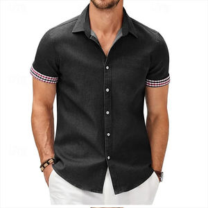 เสื้อเชิ้ตชายหาดแขนสั้นลายสก๊อตติดกระดุมปกเสื้อเสื้อฮาวายแฟชั่นลำลองสวมใส่สบายฤดูร้อน - Product Image 2