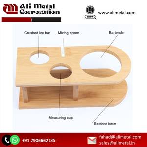 Outil essentiel de barre de bouteille d'acier inoxydable avec le support en bois pour la maison de barre et entièrement la personnalisation. - Product Image 2