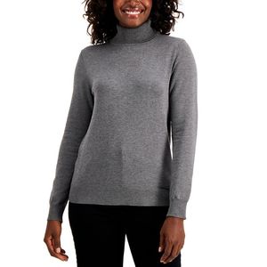 Maglione a Collo Alto Extra Large da Donna Karen Scott, Colore Antracite, Traspirante, in Maglia per Stile Casual Estivo e Autunnale, Logo Frontale - Product Image 1