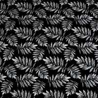 Tissu en velours noir imprimé feuille de fougère argentée pour robes, rideaux et vêtements de mode