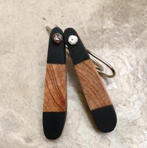 <b>Vintage</b> Style Wooden & Resin Drop Earrings Girls Boho Striped Black Brown Lightweight Wedding Party Earrings Best Price - Product Image 1