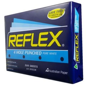 Papel de Copia A4 Perforado en 4 Agujeros REFLEX, 80 g/m², Blanco Puro, 500 Hojas, Papel Australiano para Impresión - Product Image 1