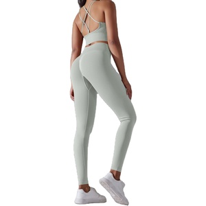 Ropa deportiva personalizada para entrenamiento, conjuntos de mallas de gimnasio para mujer, ropa deportiva, Sujetador deportivo, mallas, conjunto de Yoga sin costuras - Product Image 4