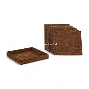 Square <b>Rattan</b> Placemat Handwoven From Natural <b>Rattan</b> For <b>Dining</b> <b>Table</b> Decoration And Serving Purpose - Product Image 1