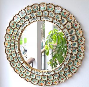 Flower Garden <b>Mirror</b> Handmade Decorative Wall <b>Mirror</b> Venetian Silver Accent Modern Cut Glass <b>Beveled</b> Designer <b>Mirror</b> for Home - Product Image 1