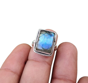 Tendencia 925 plata esterlina labradorita piedra preciosa anillo joyería hecha a mano plata estilo bohemio anillo joyería para mujeres regalo para niñas - Product Image 1