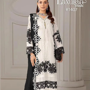 Dernier Designer Faux Georgette Broderie Travail Salwar Costume Indien & Pakistanais Vêtements par FabZone - Product Image 2