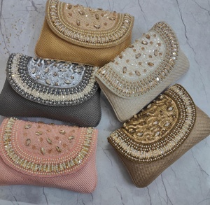Stylish evening flap <b>bag</b> with delicate beadwork wholesale exporters from India suitable for weddings parties and boutique buyers - Product Image 1