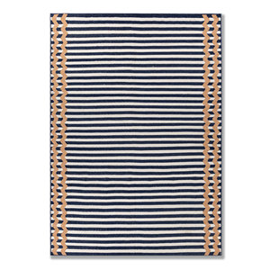 Alfombras de Lana Tejidas Planas Azules Alhambra con Patrón de Rayas para Uso Doméstico-ADWL-13291 - Product Image 1