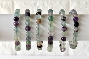Natural Hand Polished Multi Fluorite 8mm Round <b>Healing</b> Crystal <b>Bracelet</b> For Meditation Jewelry - Product Image 3