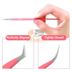 Pinzas de Acero Inoxidable para Extensiones de Pestañas Jackbilly Enterprises - Kit de Pinzas con Punta de Fibra, Curvadas para Aislamiento y Volumen (3 piezas) - Product Image 3