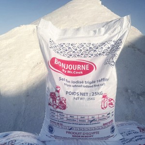 BONJOURNE Sel de mer égyptien triplement raffiné de qualité supérieure, 25 kg, sel de table blanc en poudre, qualité alimentaire, iode en option, sac en vrac, sachet - Product Image 1
