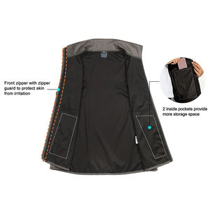 Mode Soft Shell Sans Manches Gilet Gris Couleur Full Zip Up Col Montant Thermique Doux Casual Wear Respirant Softshell Gilet - Product Image 2