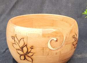 Support en bois pour bobines de fil 7 x 4 pouces, bol de rangement fait main pour le tricot et le crochet - Product Image 5