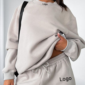 Women's Casual Fall Winter Oversized Sweatshirt with <b>Drop</b> Shoulder and Puff Printing Custom Logo Long Crew Neck - Product Image 6