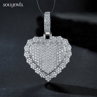 Pendentif de luxe Souljewel en moissanite certifiée GRA, plaqué rhodium, argent 925, taille coussin, sertissage griffe, unisexe, pour usage quotidien