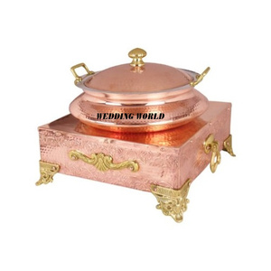 Plato de frotamiento de cobre de alta calidad hecho a mano diseñador plato de comida forma personalizada suministros de Hotel calentador de alimentos de lujo - Product Image 2