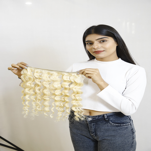 100% cutículas del sur de la India sin procesar alineadas 20-28 pulgadas de longitud extensiones de cabello humano 13/6 HD Frontal con ondas de doble trama - Product Image 3