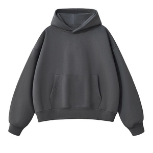 เสื้อฮู้ดดี้โอเวอร์ไซส์แบบไม่มีเชือก ผ้าฟลีซหนานุ่ม น้ำหนักมาก สไตล์สตรีทแวร์ แบบสั่งทำพิเศษ 350GSM เสื้อฮู้ดดี้ผู้ชาย - Product Image 1