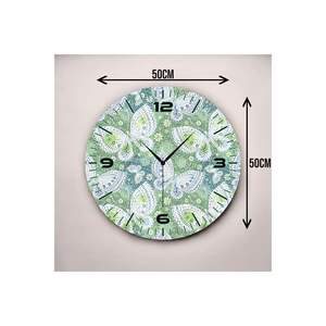 Reloj de pared de mesa de madera silencioso verde de 50cm con estampado de mariposa Producto de regalo - Product Image 4
