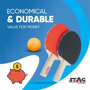 Ensemble de jeu de tennis de table Challenger emblématique de Stag, fabriqué en bois, caoutchouc et fibre de carbone pour les passionnés de sport - Product Image 3