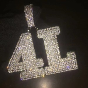 Nombre personalizado VVS Moissanite Diamond Baguette Cut Pendant & Charm Chapado en oro blanco IG Certified Iced Hip Hop Style Hombres Mujeres - Product Image 6