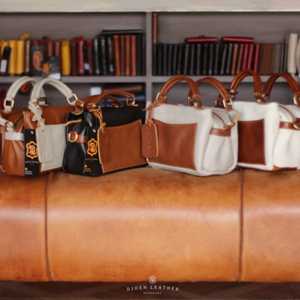 Sac fourre-tout en cuir véritable bicolore de luxe Djoen de haute qualité élégant sac à main marron et blanc avec poignées durables pour les femmes - Product Image 1