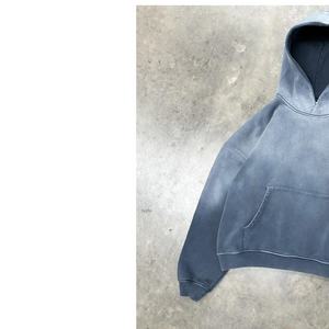 Custom 500 Gsm Heavyweight Oversized Acid Wash Drop Shoulder Luxurious Faded Vintage Hoodie Plus Size Men's Hoodie <b>Sweatshirt</b> - Product Image 3