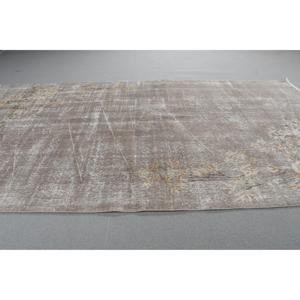 Tapis turc 4,5x8,1 pieds, gris et blanc, vintage, bordé, en laine - Product Image 3