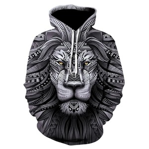 2025 nouveau roi Lion 3D imprimé vêtements de sport hommes sweat Style de rue nouveau ample et polyvalent à manches longues à capuche haut - Product Image 1