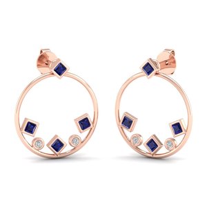 ราคาขายส่ง925สเตอร์ลิงเงินมอยส์ซอไนต์และแซฟไฟร์สีน้ำเงินเครื่องประดับห่วงสำหรับผู้หญิงดีไซน์ใหม่ - Product Image 1
