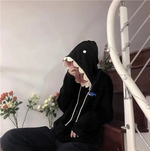 Pull-over imprimé chat Boho d'hiver pour femme avec fermeture à bouton capuche solide et pulls décontractés à manches longues avec poche - Product Image 6