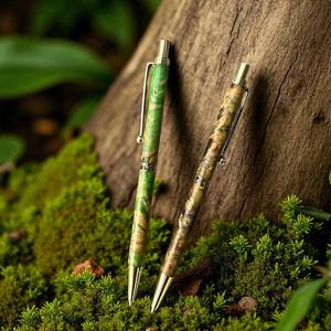 Crayon en bois de luxe fait main avec pince en laiton Coffee Burl Wood Office and Gift Use - Product Image 1