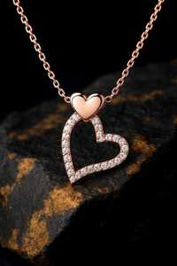 Collier élégant en argent sterling 925 plaqué or 14 carats avec pendentif double cœur pavé de diamants CZ, collier d'amour chrétien romantique pour la Saint-Valentin - Product Image 4